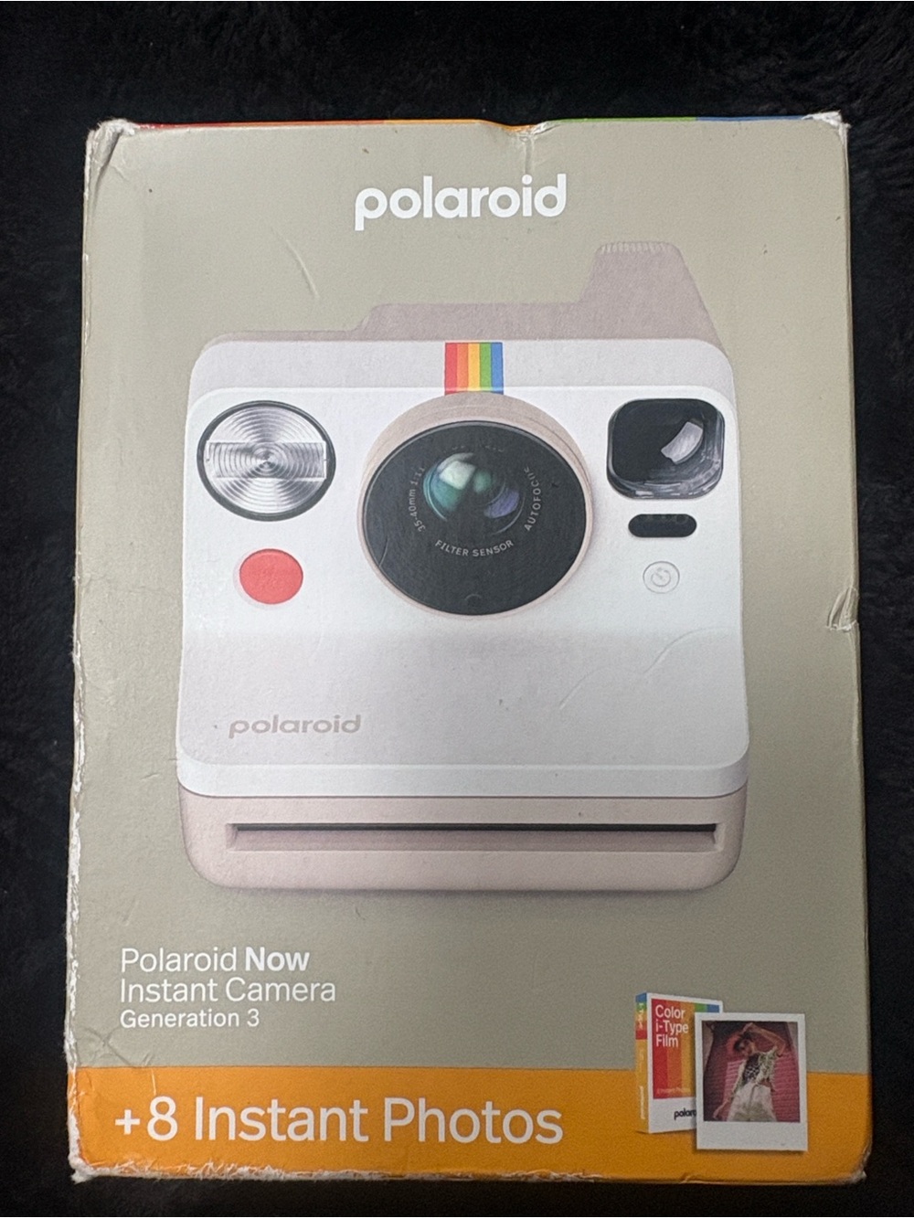 Polaroid Instant Camera in White with Rainbow Accent
